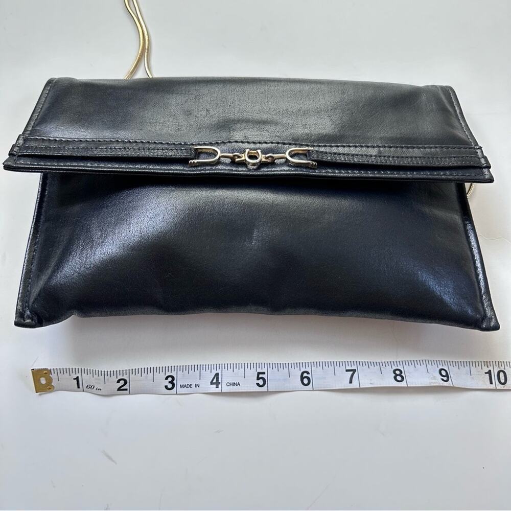 Maryann Rosenfeld Vintage 1980s Shoulder Black Leather Purse - Picture 5 of 12